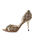 GUCCI GG HOLLYWOOD HORSEBIT D'ORSAY PEEP TOE PUMPS