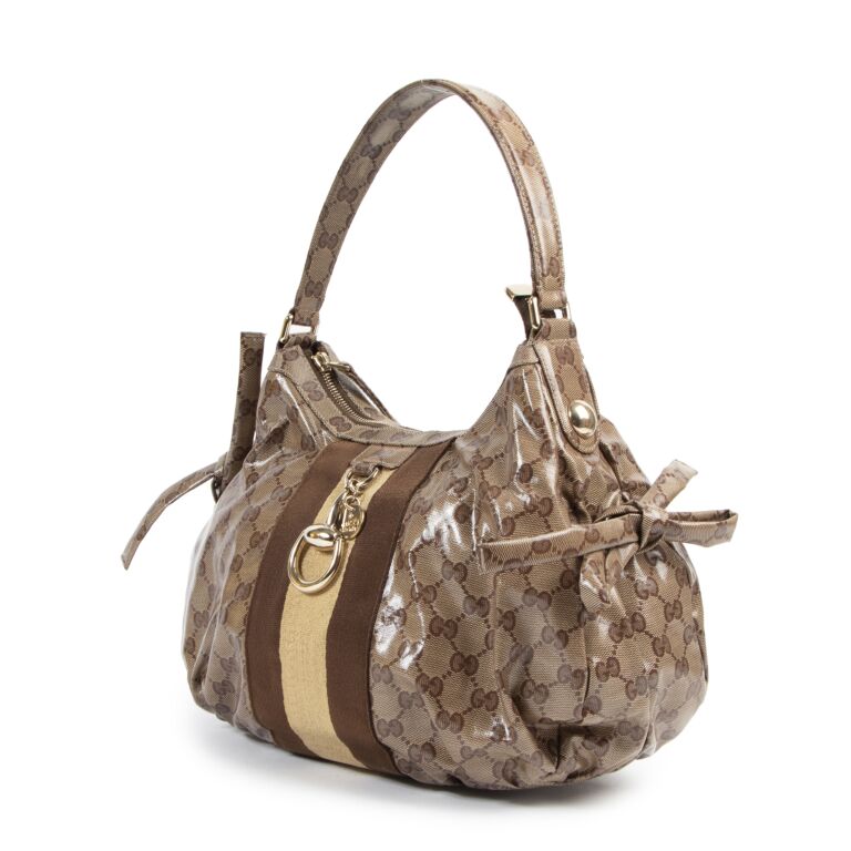GUCCI GG MONOGRAM CRYSTAL COATED CANVAS VINTAGE SHOULDER BAG