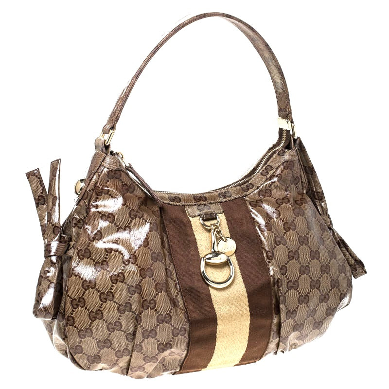 GUCCI GG MONOGRAM CRYSTAL COATED CANVAS VINTAGE SHOULDER BAG