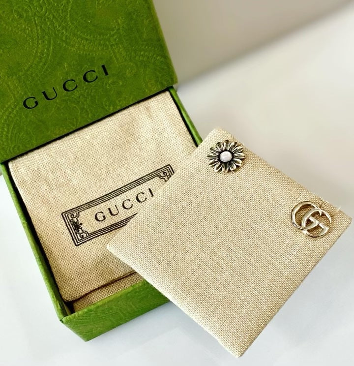 GUCCI DOUBLE G FLOWER STUD EARRINGS