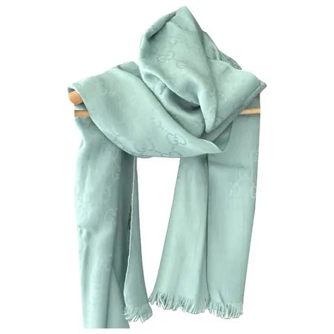 GUCCI GG LOGO WOOL SILK SCARF SHAWL