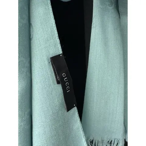 GUCCI GG LOGO WOOL SILK SCARF SHAWL