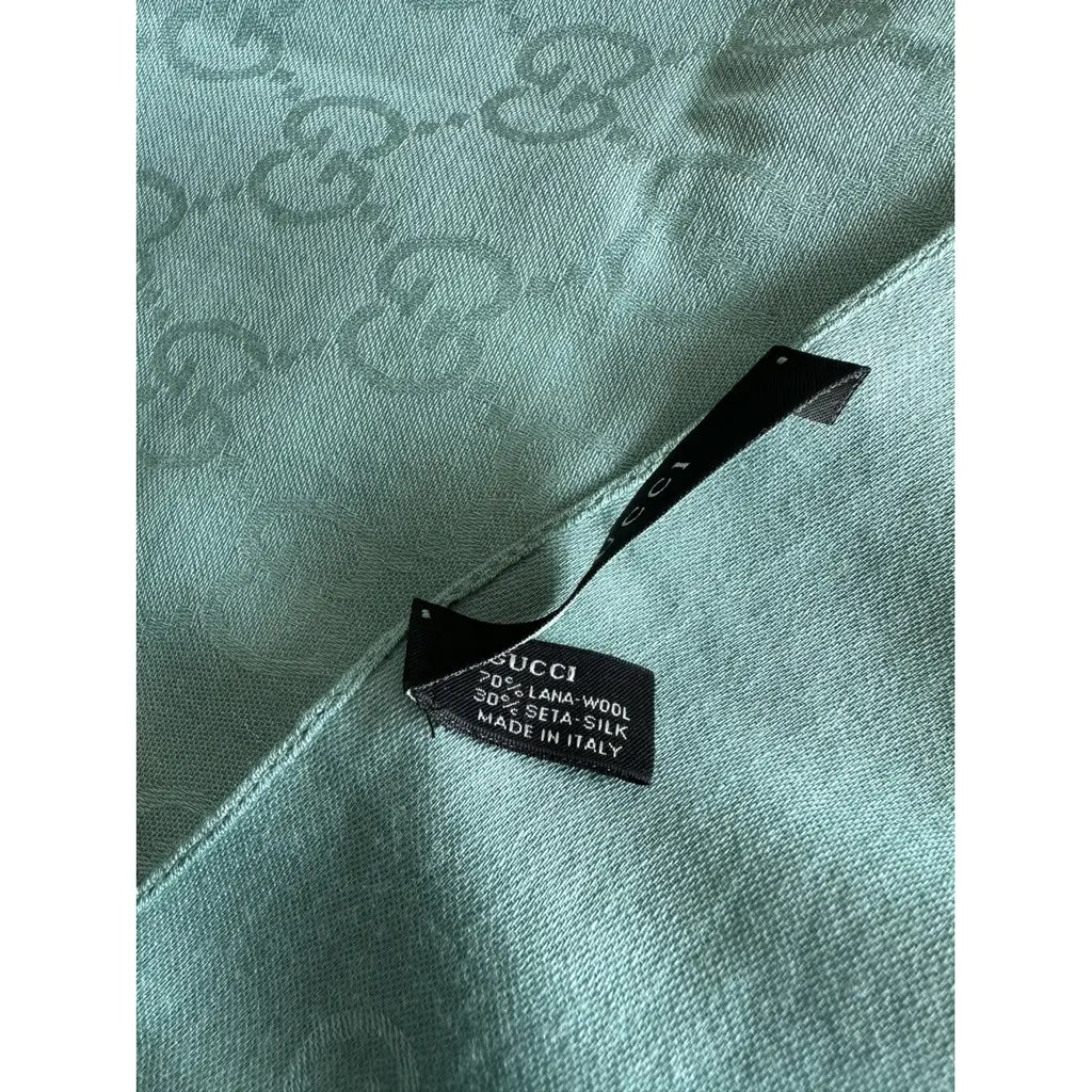 GUCCI GG LOGO WOOL SILK SCARF SHAWL