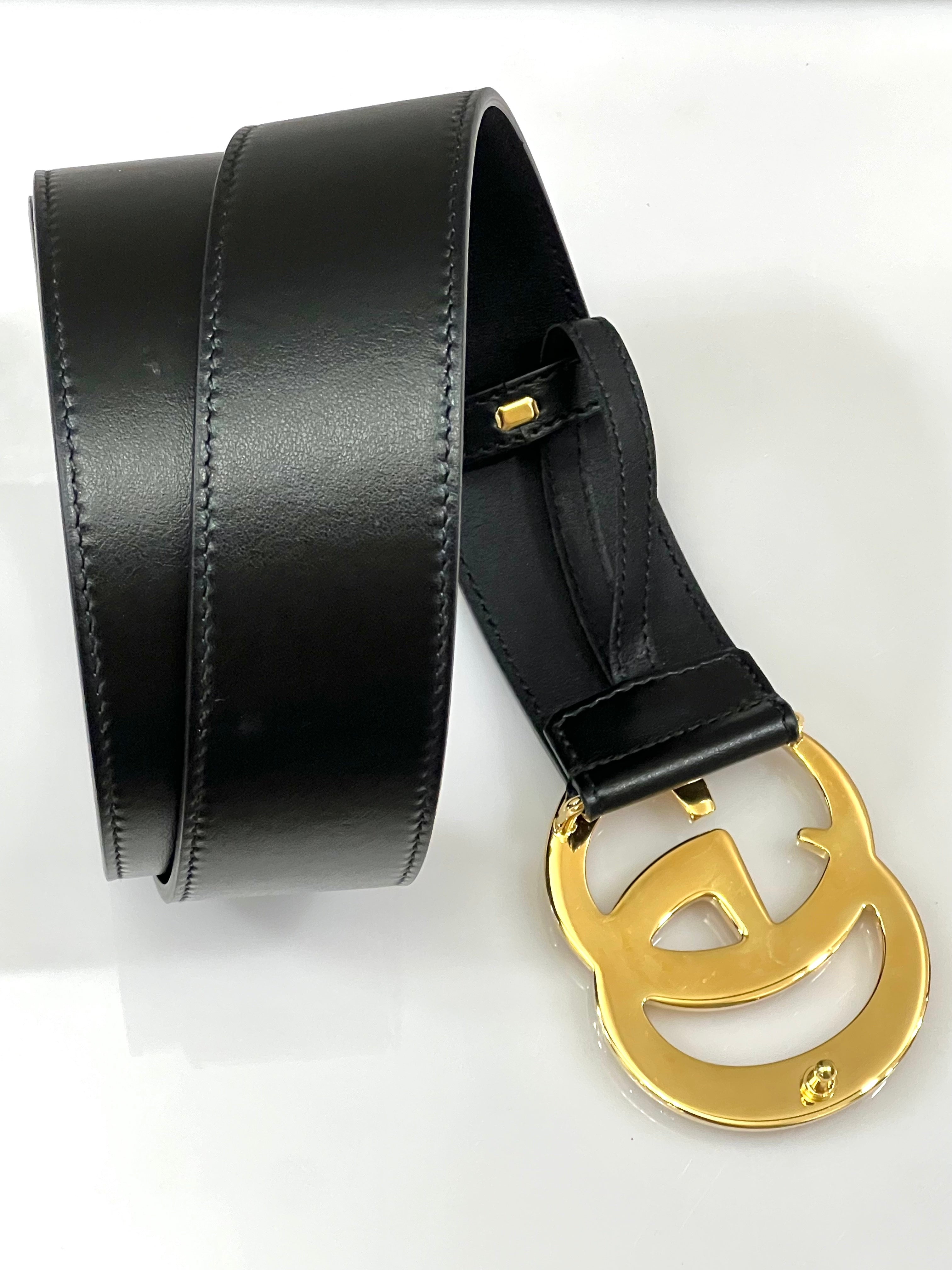 GUCCI GG MARMONT DOUBLE G CALFSKIN LEATHER BELT