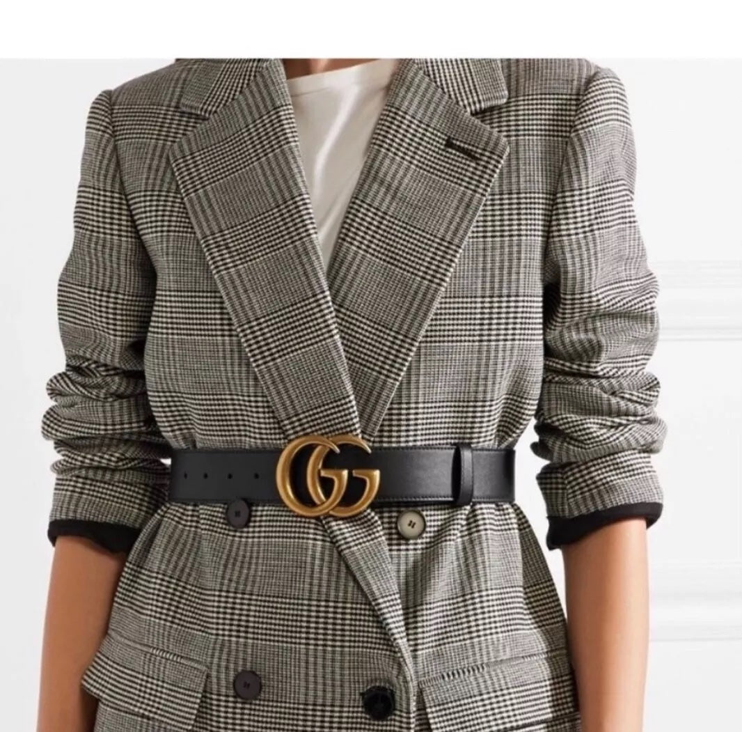 GUCCI GG MARMONT WIDE CALFSKIN LEATHER BELT