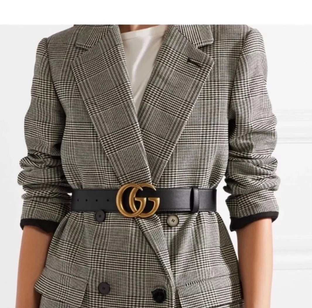 GUCCI GG MARMONT WIDE TEXTURED CALFSKIN LEATHER BELT