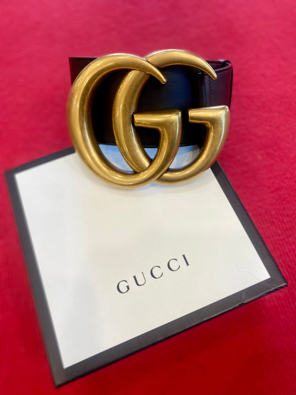 GUCCI GG MARMONT WIDE CALFSKIN LEATHER BELT
