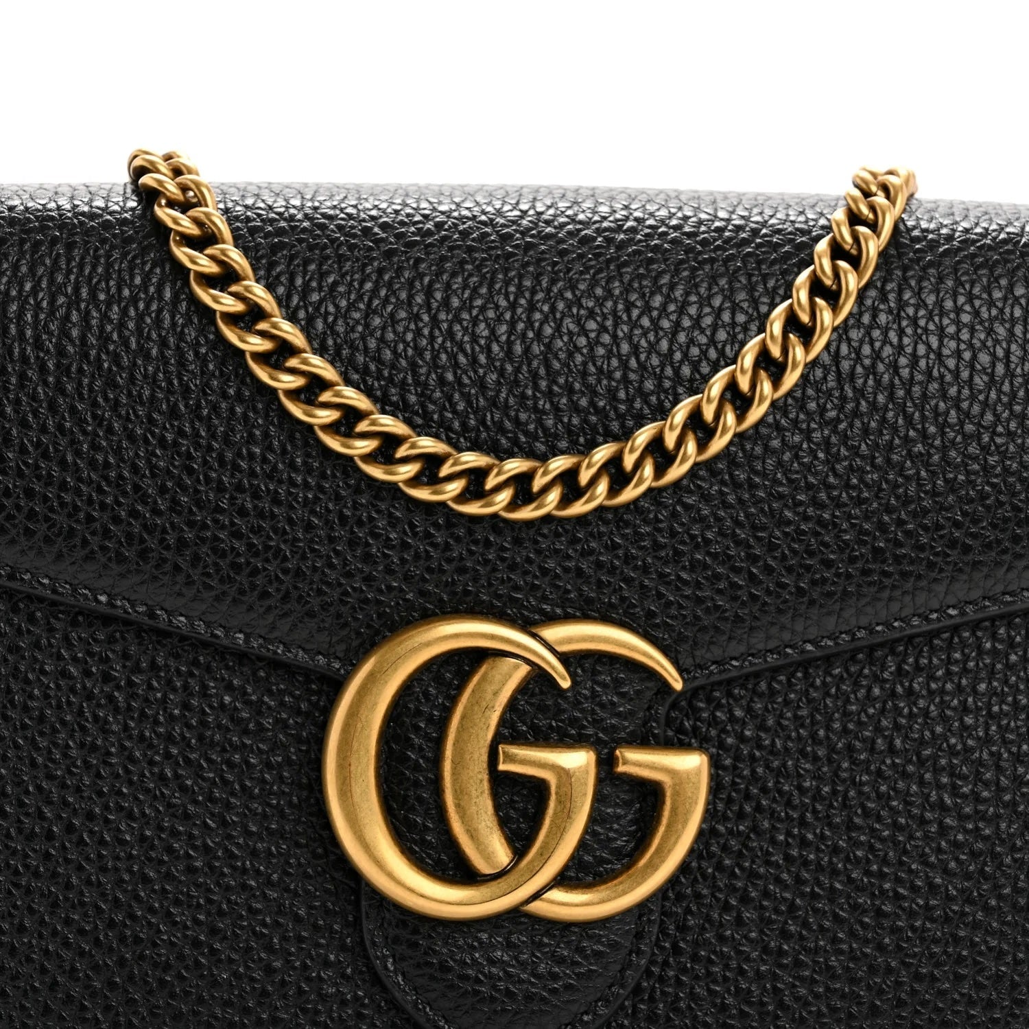 GUCCI GG MARMONT CALFSKIN LEATHER WALLET ON CHAIN