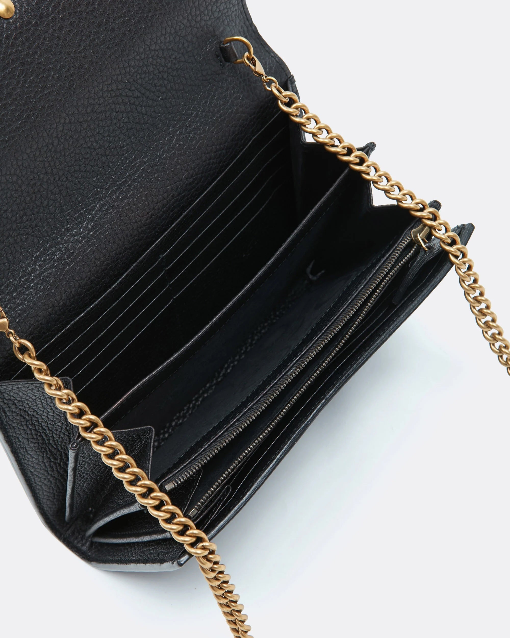 GUCCI GG MARMONT CALFSKIN LEATHER WALLET ON CHAIN