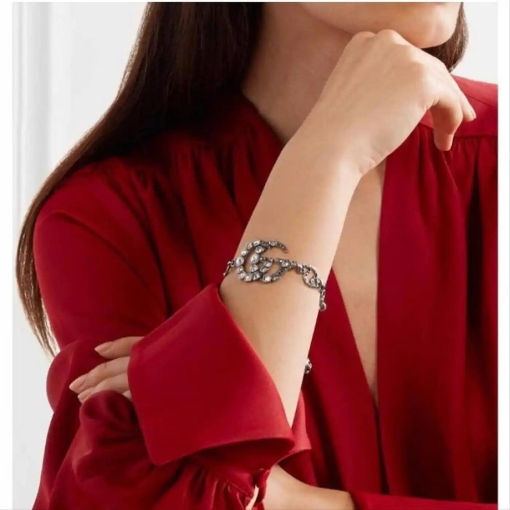 GUCCI GG MARMONT CRYSTAL CHAIN BRACELET