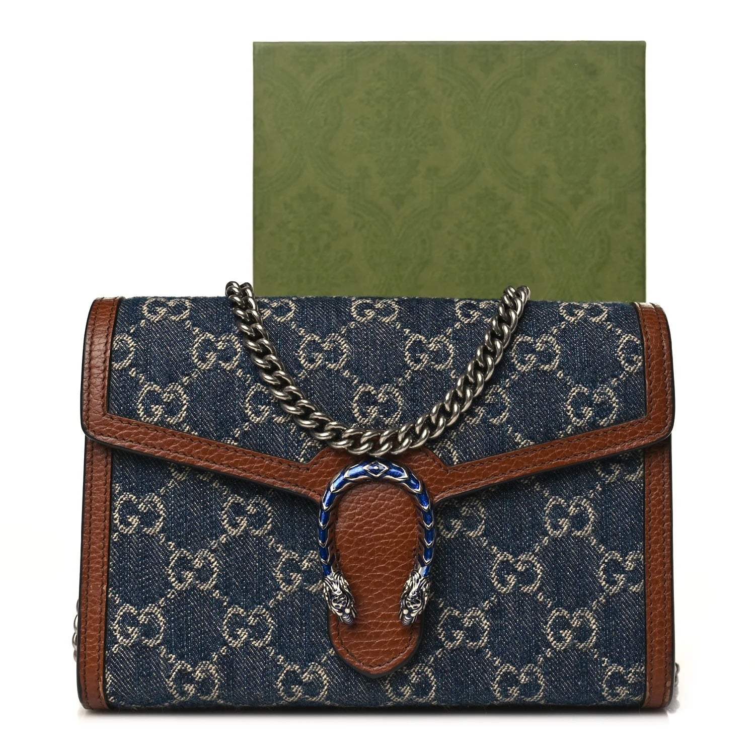 GUCCI GG MARMONT DIONYSUS DENIM WALLET ON A CHAIN