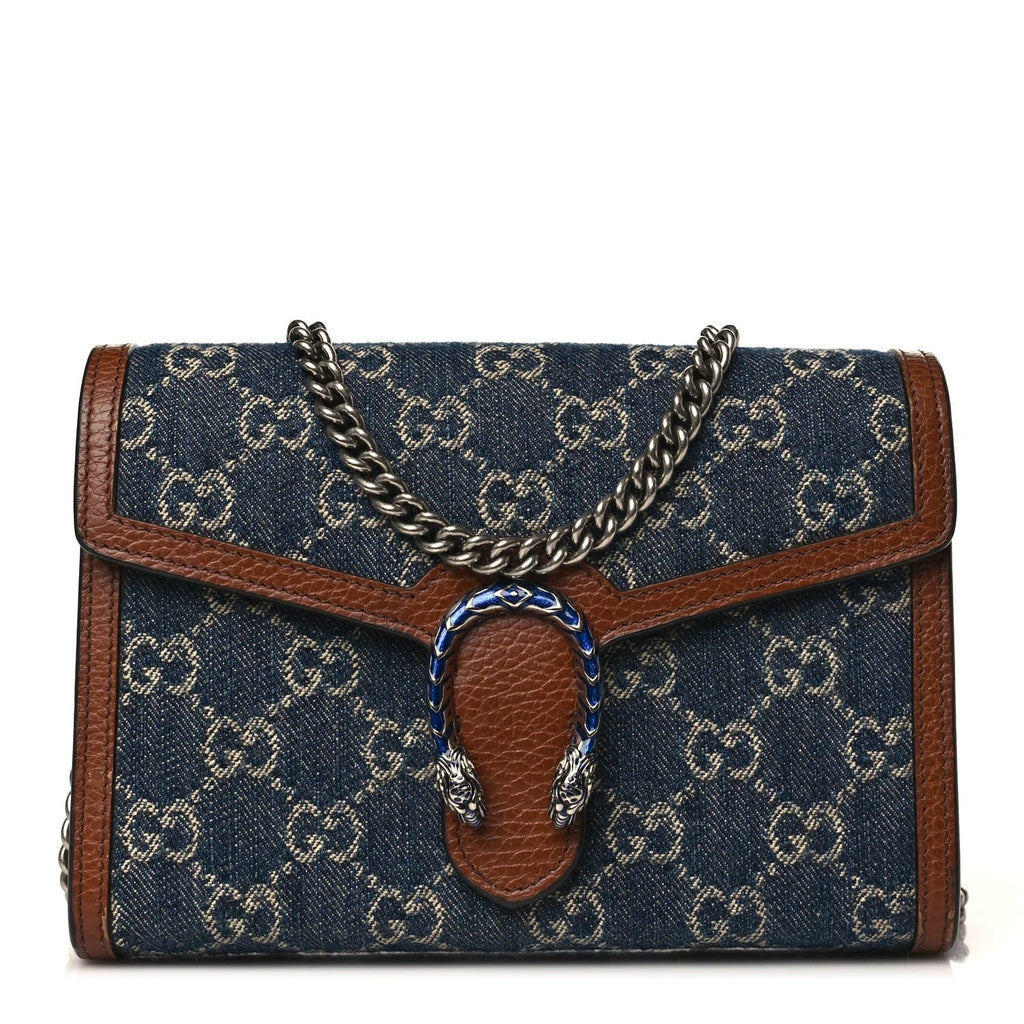 GUCCI GG MARMONT DIONYSUS DENIM WALLET ON A CHAIN