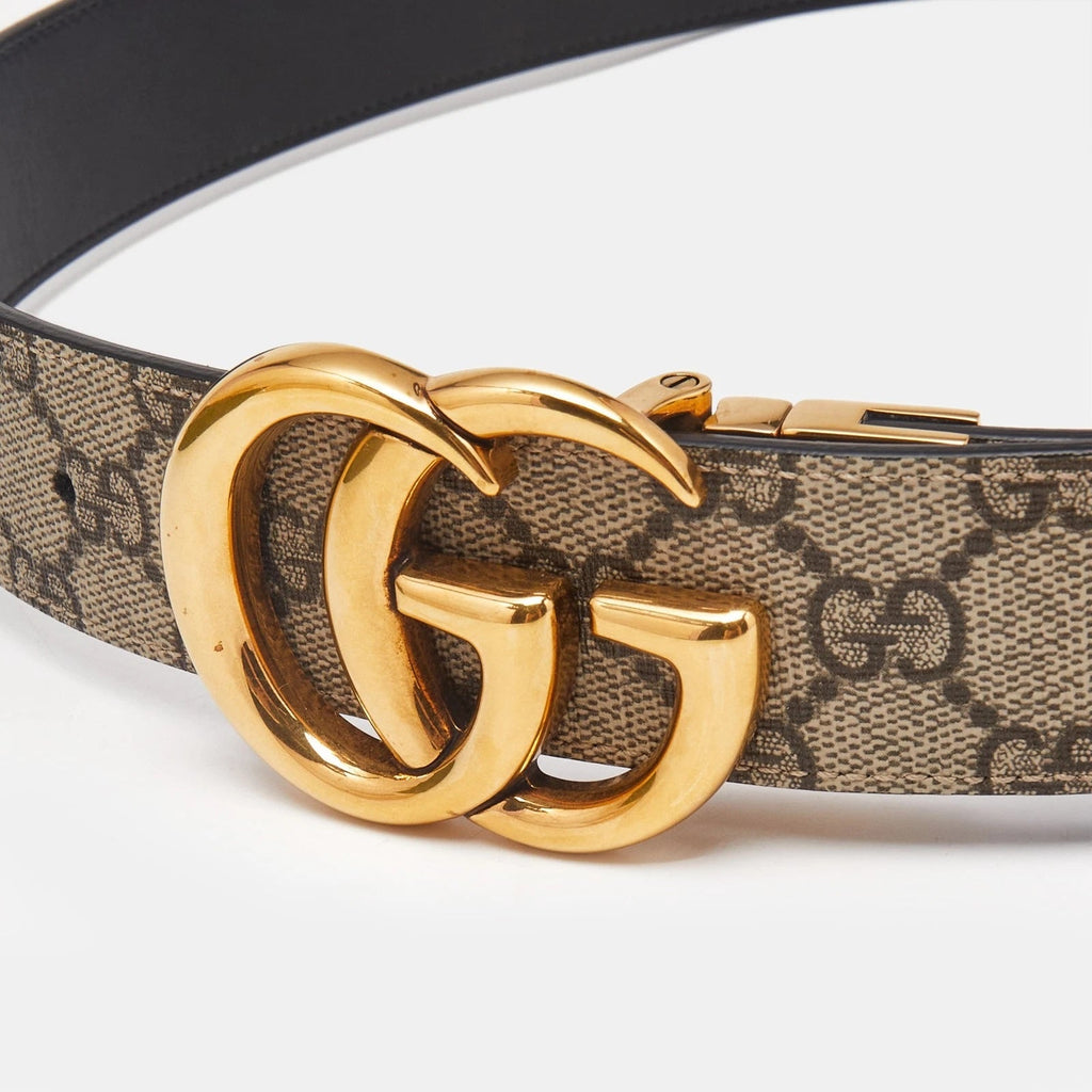 GUCCI GG MARMONT CANVAS LEATHER REVERSIBLE BELT