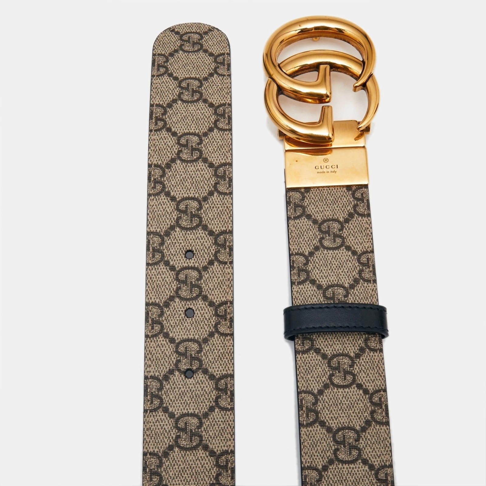 GUCCI GG MARMONT CANVAS LEATHER REVERSIBLE BELT