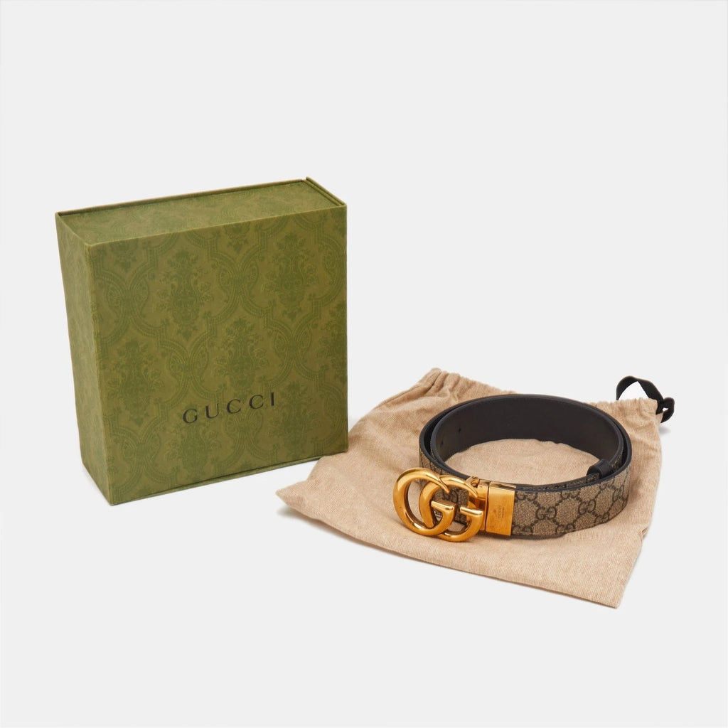 GUCCI GG MARMONT CANVAS LEATHER REVERSIBLE BELT