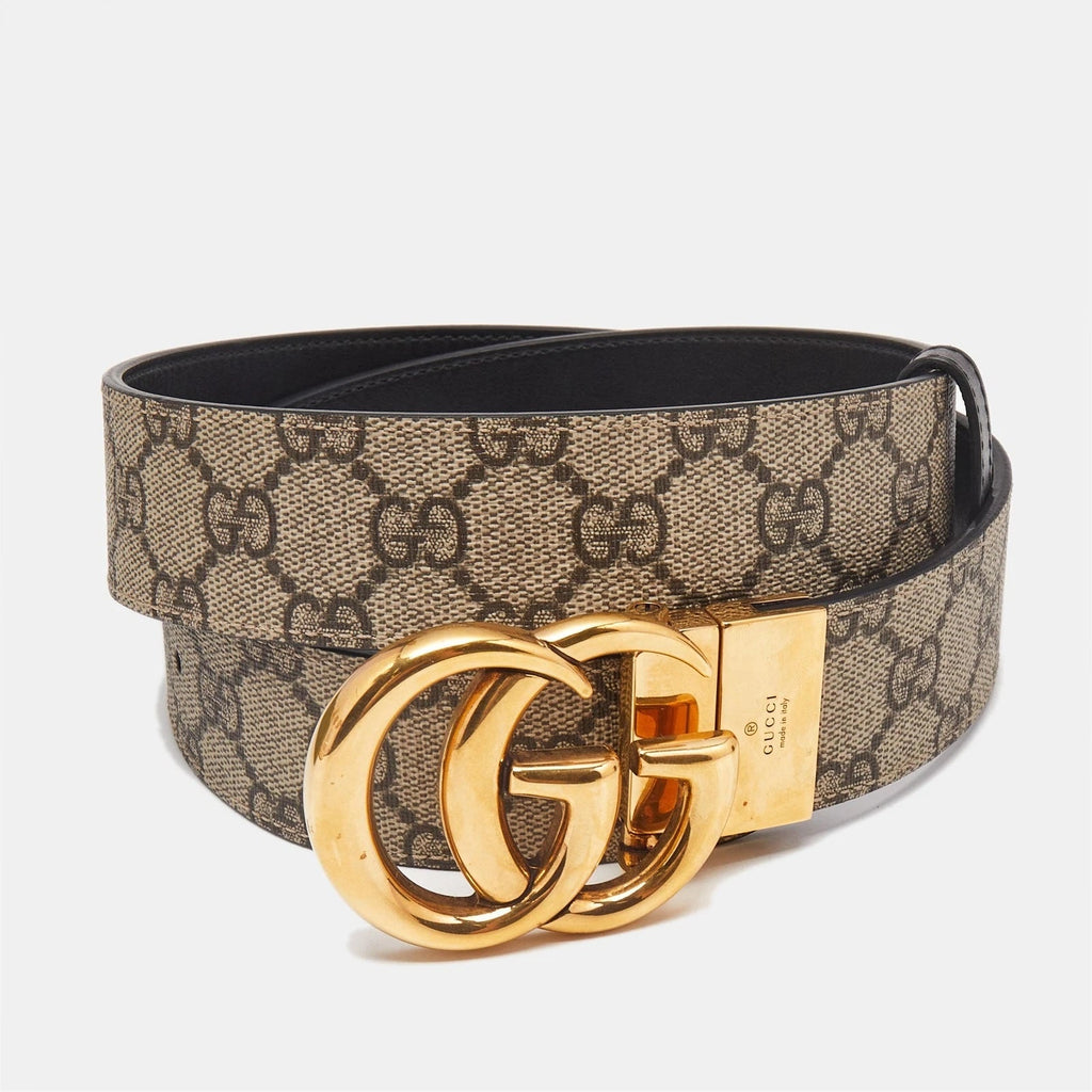 GUCCI GG MARMONT CANVAS LEATHER REVERSIBLE BELT