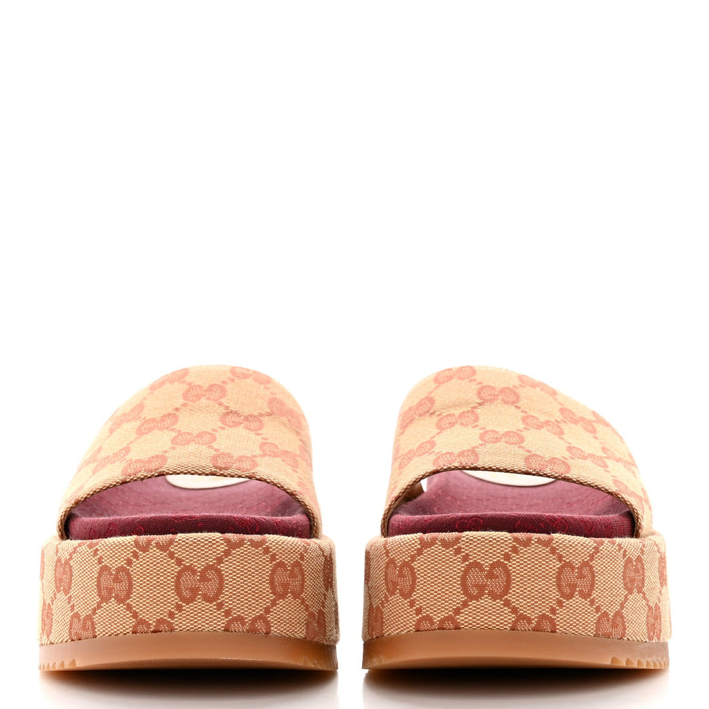 GUCCI GG MONOGRAM ANGELINA PLATFORM SLIDES