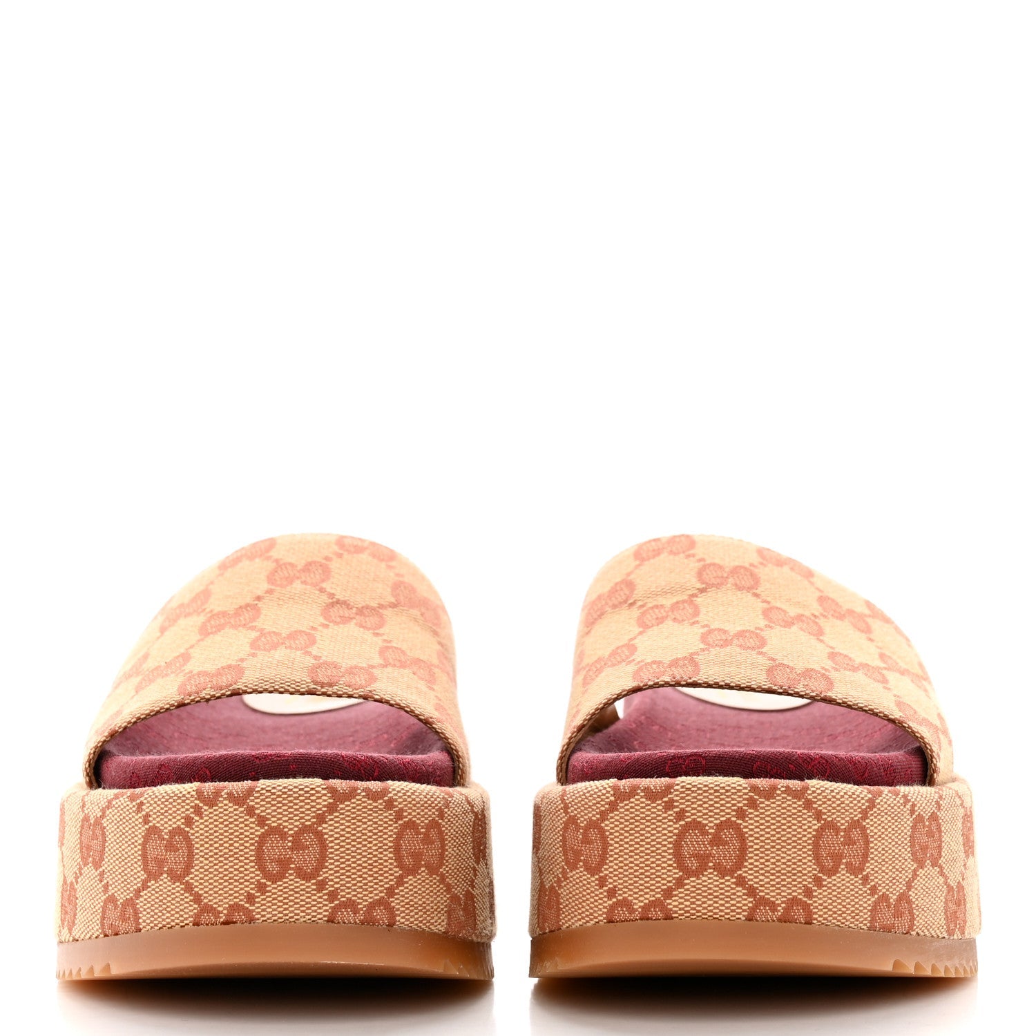 GUCCI GG MONOGRAM ANGELINA PLATFORM SLIDES