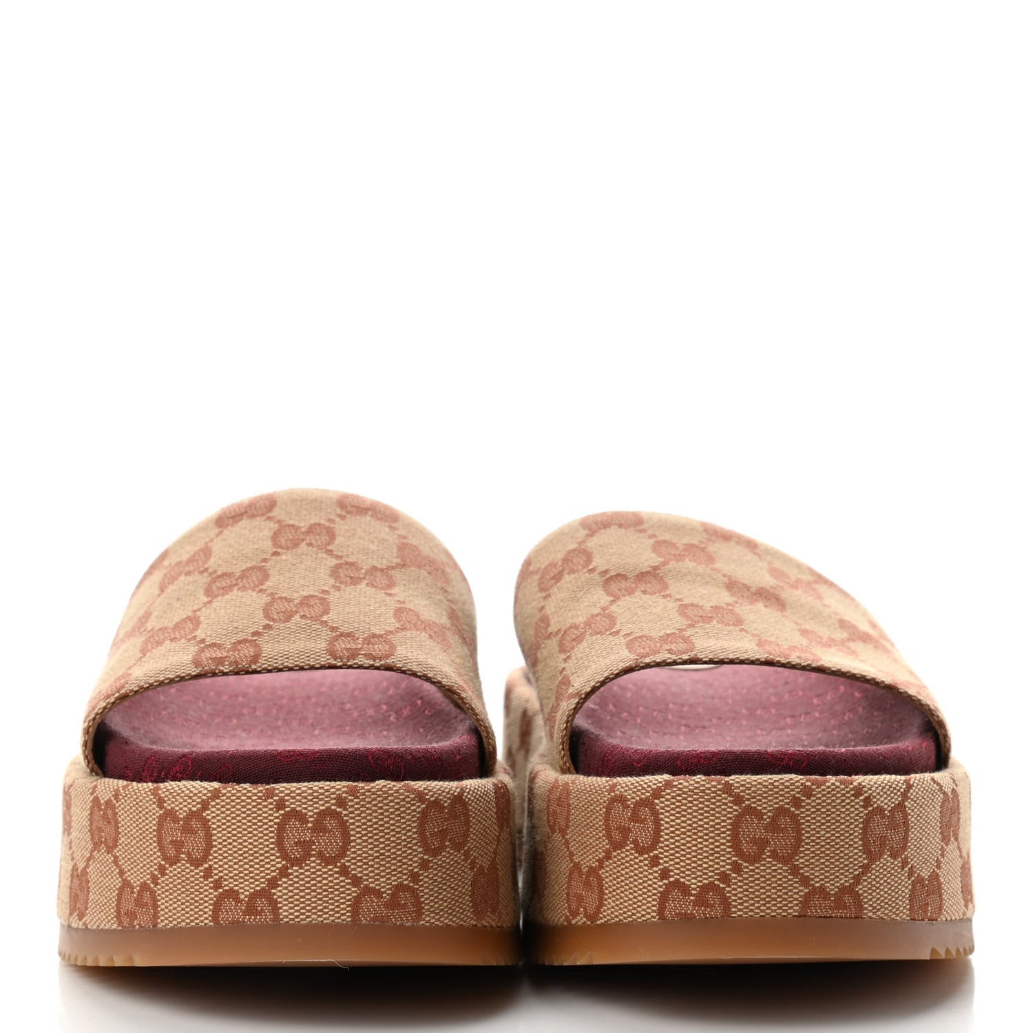 GUCCI GG SUPREME ANGELINA PLATFORM SLIDE SANDALS