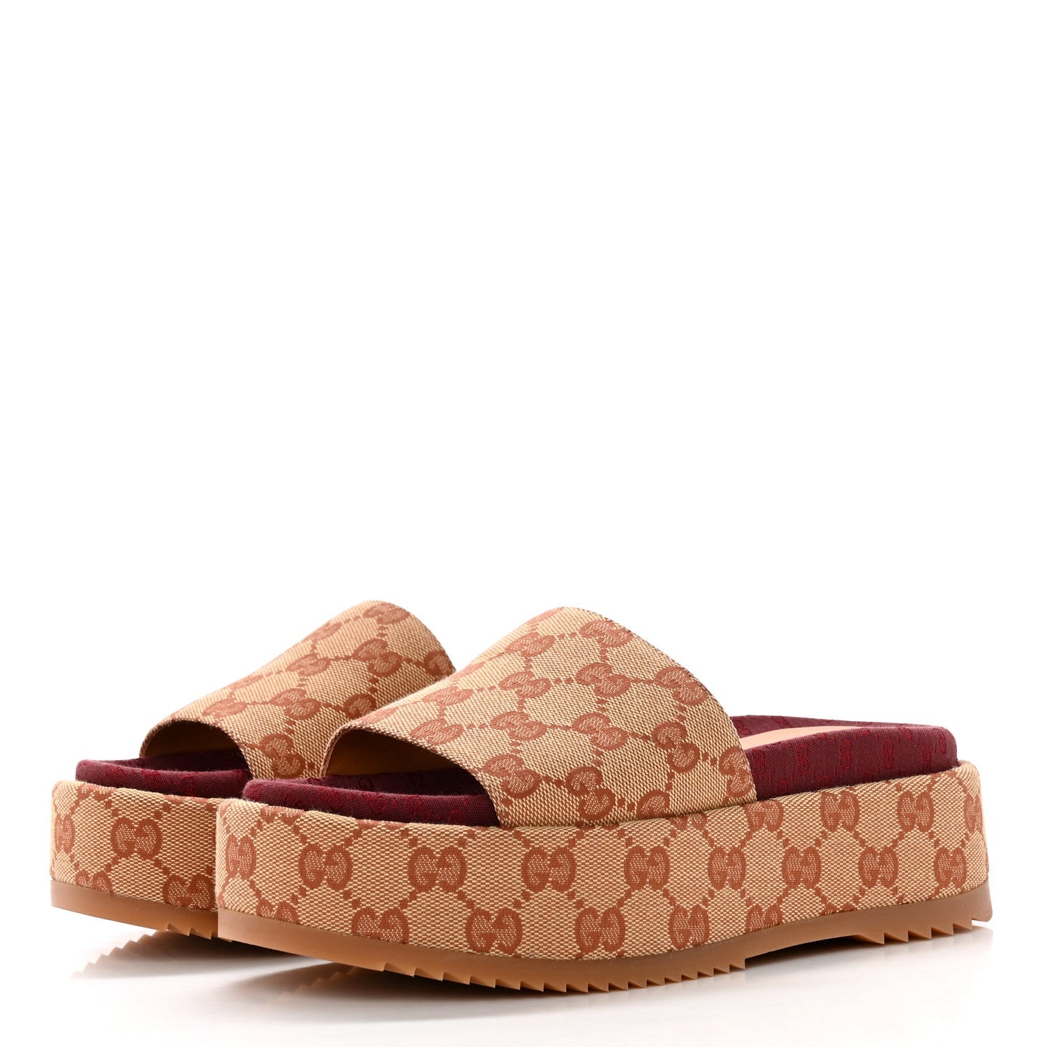 GUCCI GG MONOGRAM ANGELINA PLATFORM SLIDES