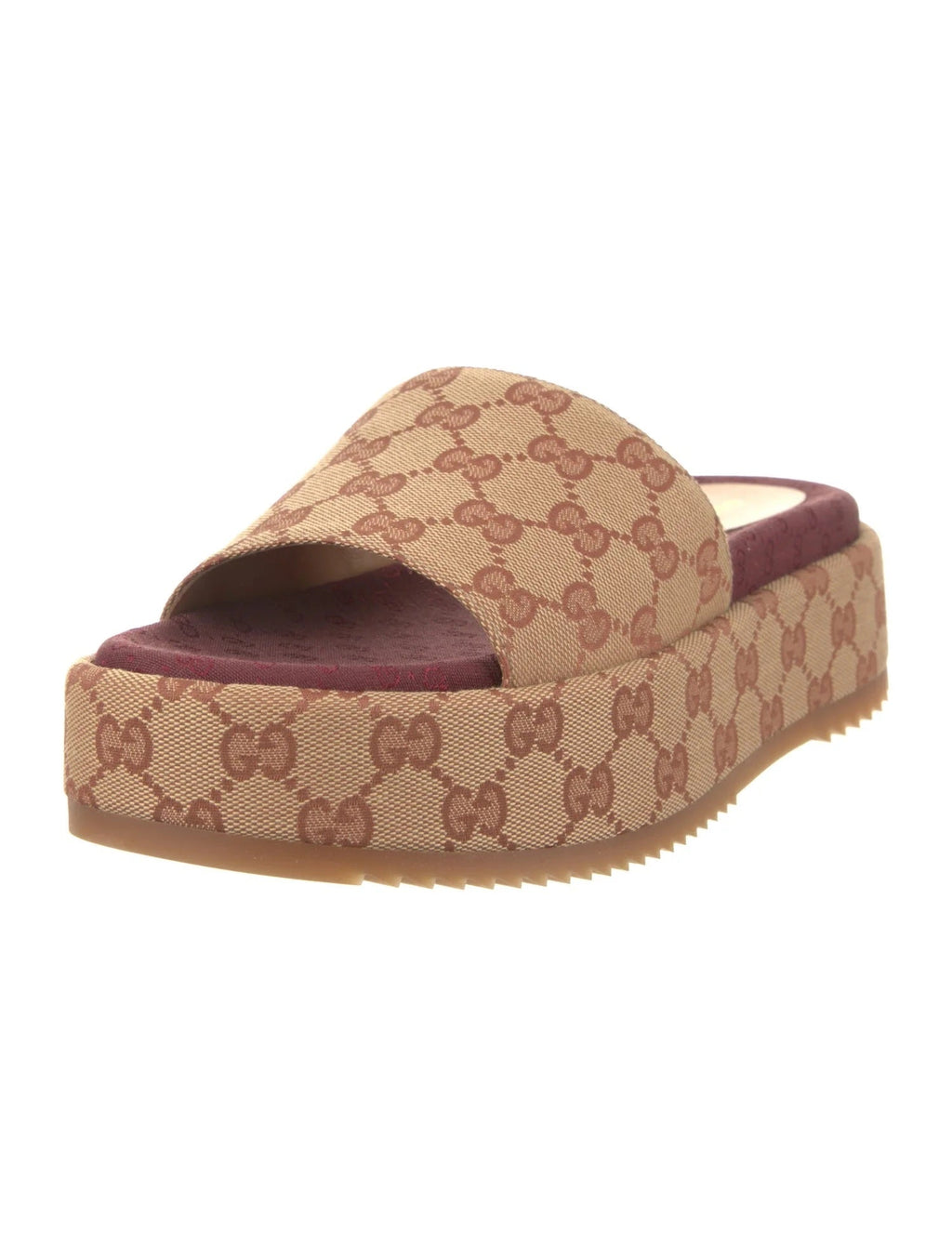 GUCCI GG MONOGRAM ANGELINA PLATFORM SLIDES