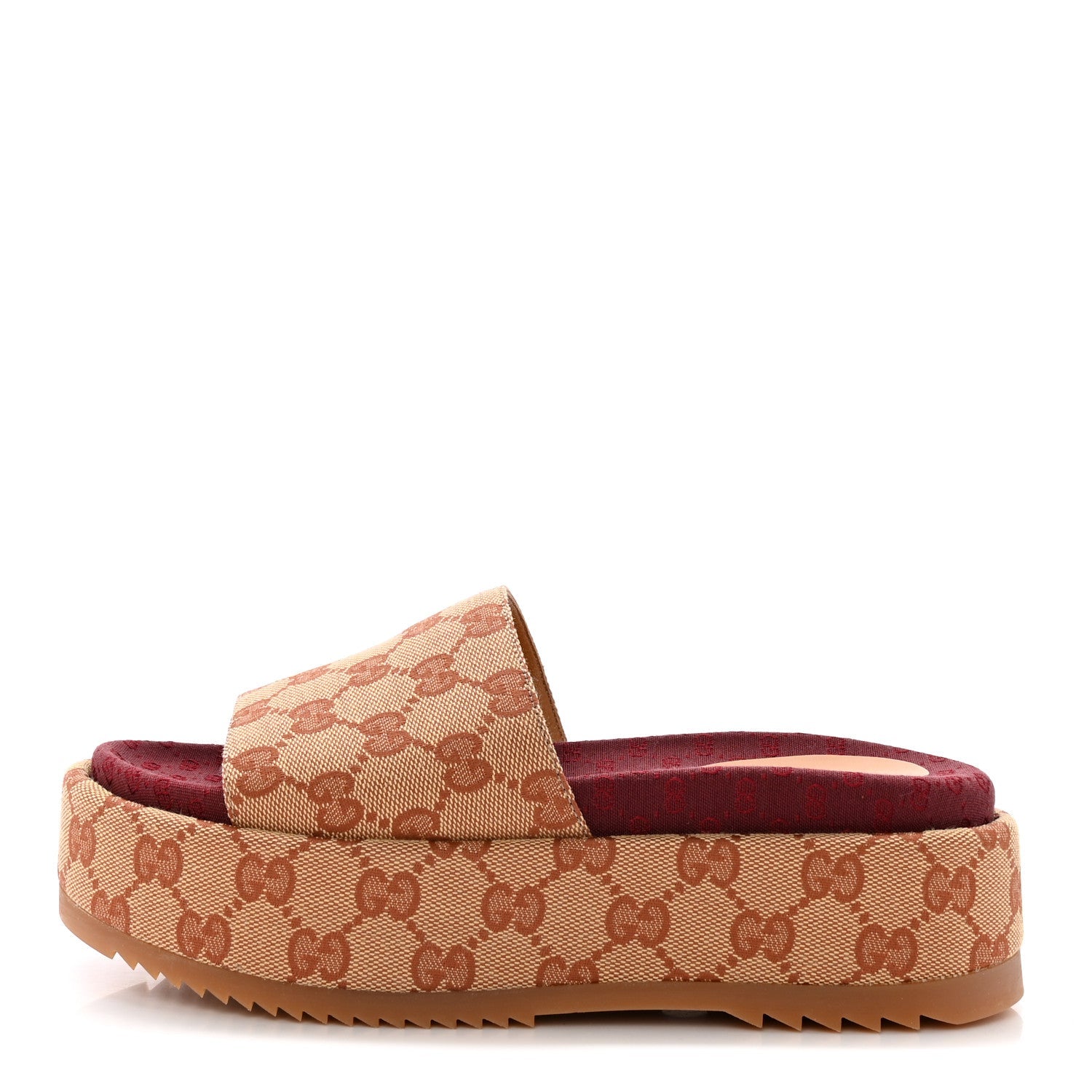 GUCCI GG MONOGRAM ANGELINA PLATFORM SLIDES