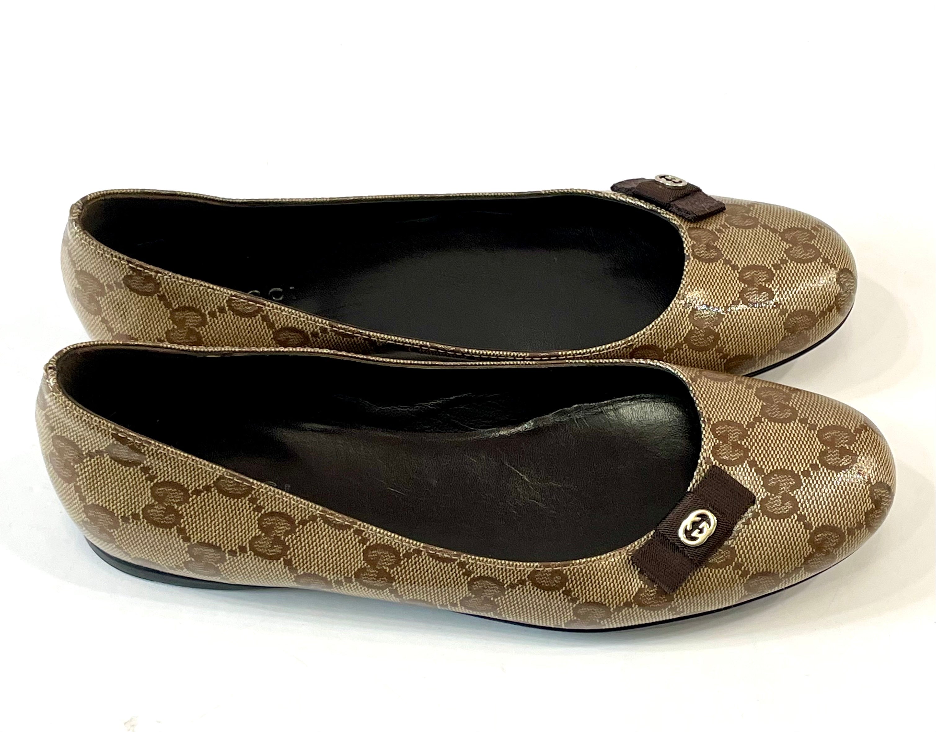 GUCCI GG MONOGRAM CRYSTAL COATED CANVAS BALLET FLATS