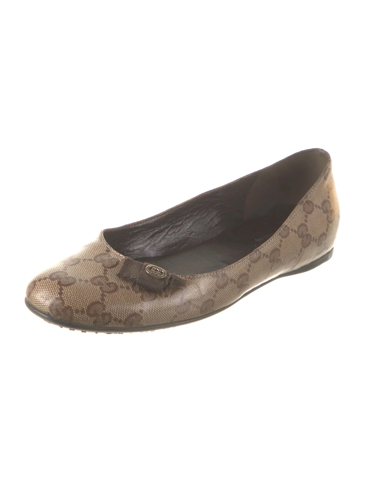 GUCCI GG MONOGRAM CRYSTAL COATED CANVAS BALLET FLATS