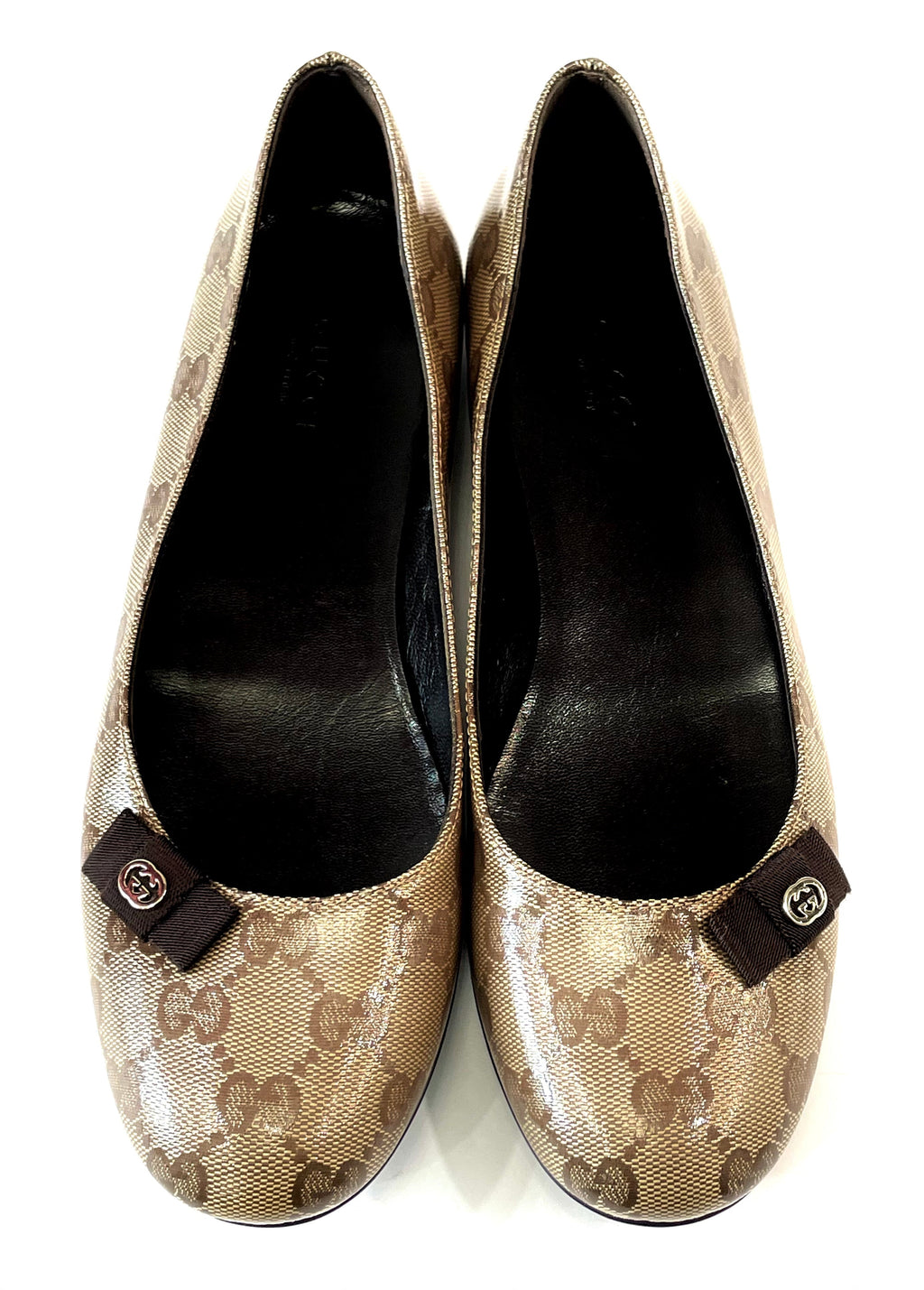 GUCCI GG MONOGRAM CRYSTAL COATED CANVAS BALLET FLATS