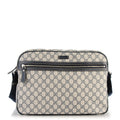 GUCCI GG PLUS MONOGRAM COATED CANVAS MESSENGER BAG NAVY