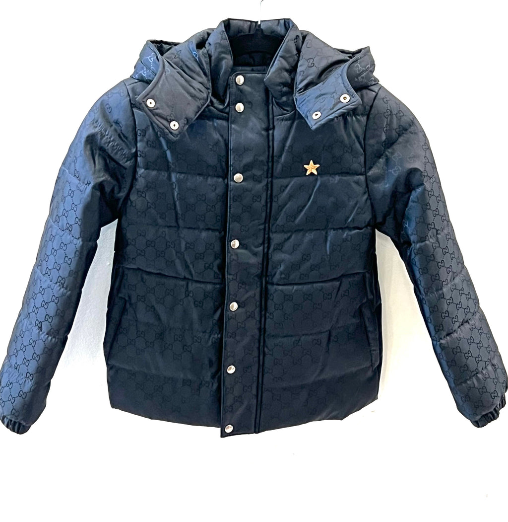 GUCCI GG MONOGRAM HOODED KIDS PUFFER JACKET