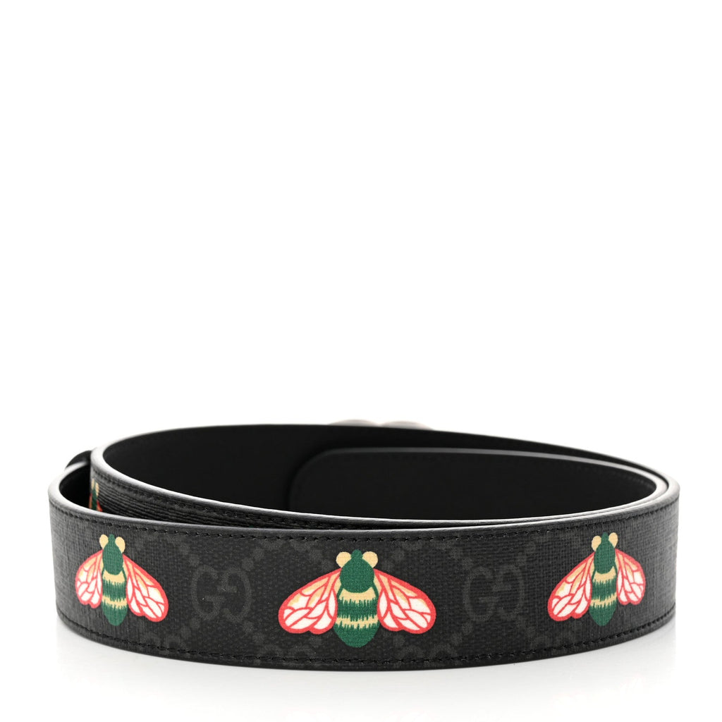GUCCI GG SUPREME MONOGRAM BEES APPIA CALFSKIN BELT