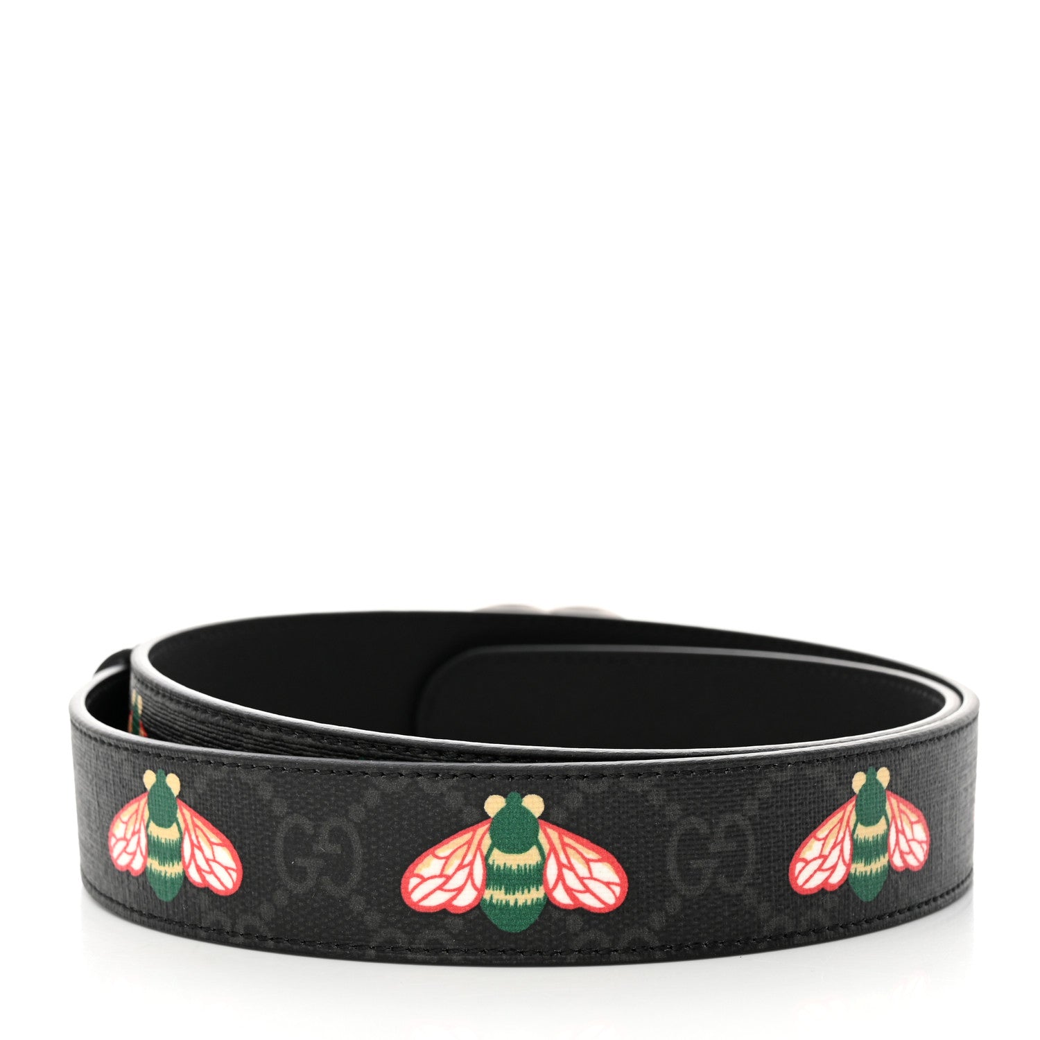 GUCCI GG SUPREME MONOGRAM BEES APPIA CALFSKIN BELT