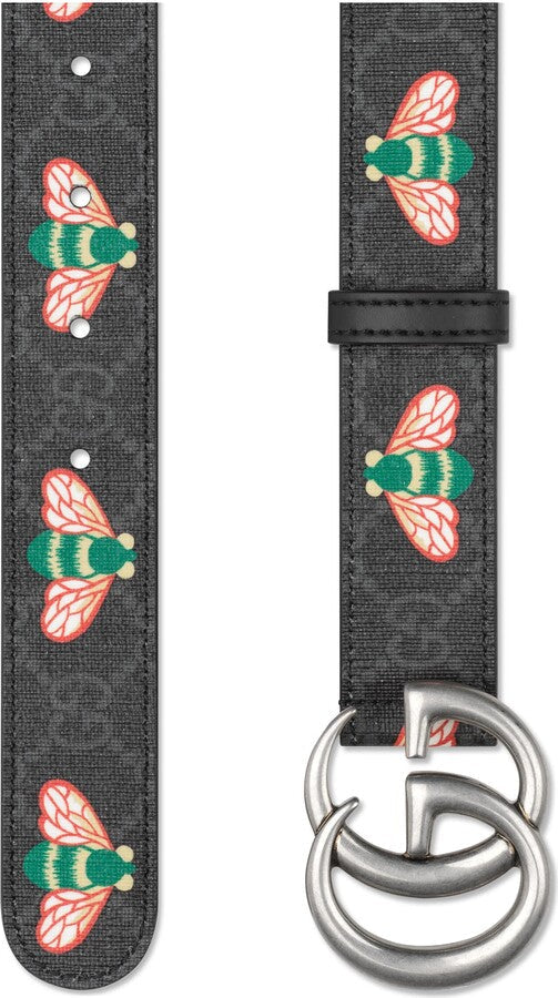 GUCCI GG SUPREME MONOGRAM BEES APPIA CALFSKIN BELT