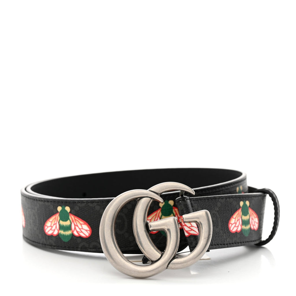 GUCCI GG SUPREME MONOGRAM BEES APPIA CALFSKIN BELT