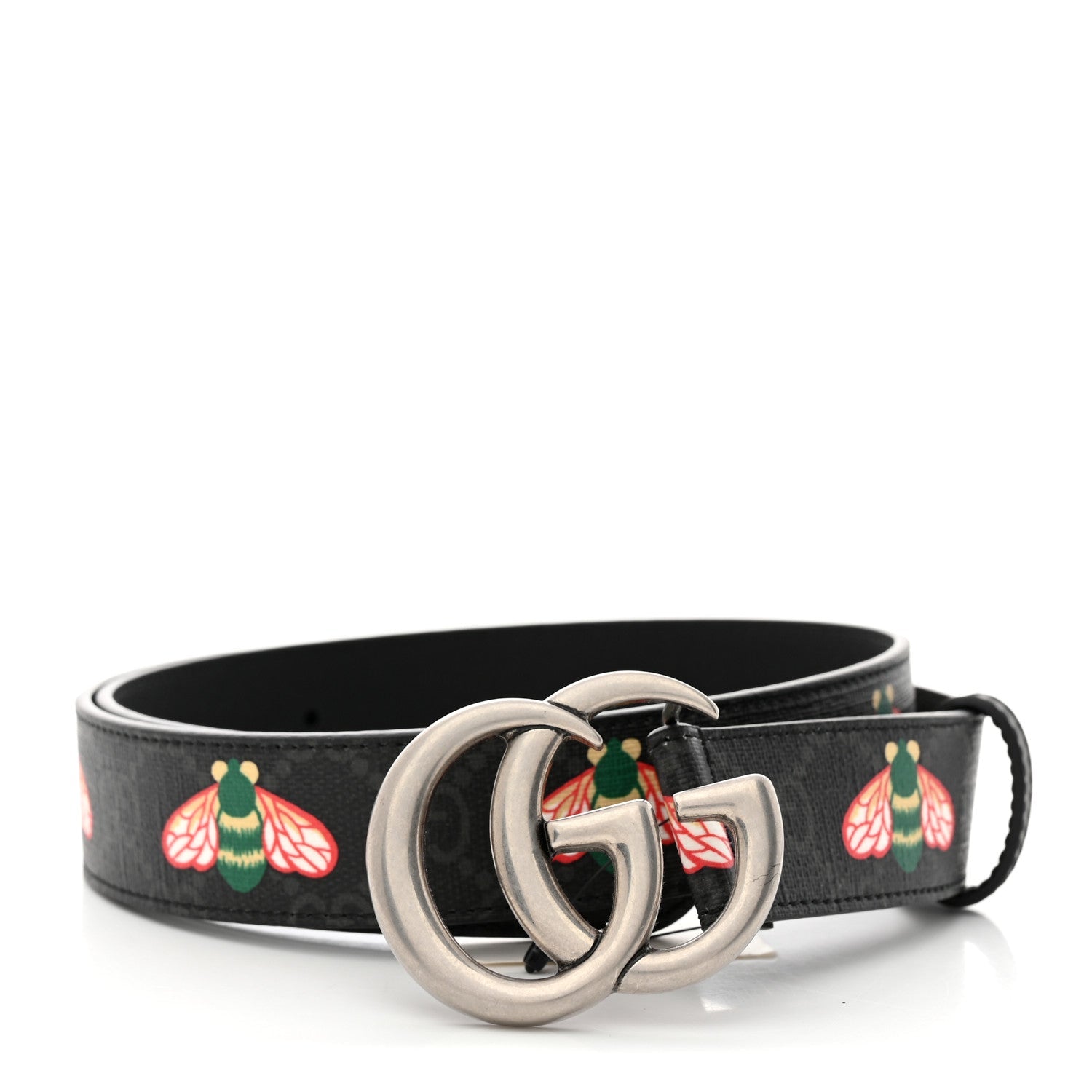 GUCCI GG SUPREME MONOGRAM BEES APPIA CALFSKIN BELT