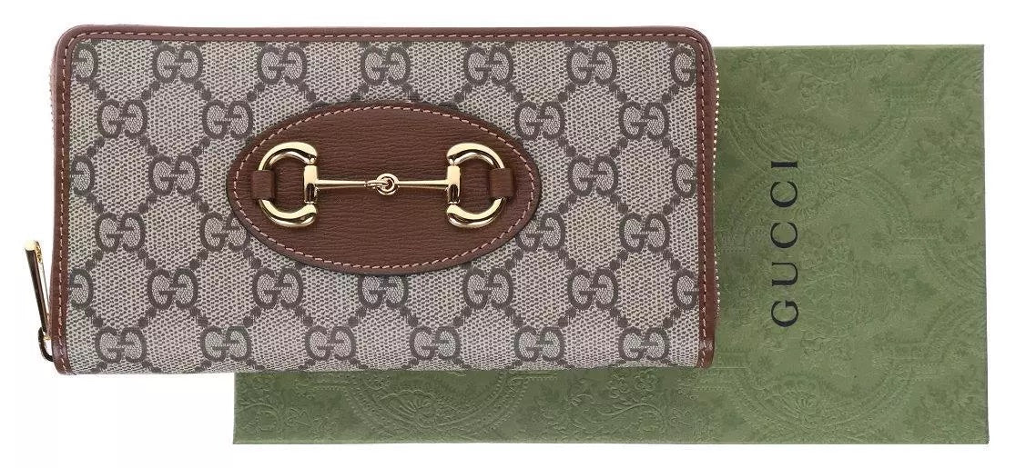 GUCCI GG SUPREME 1955 HORSEBIT ZIP AROUND WALLET