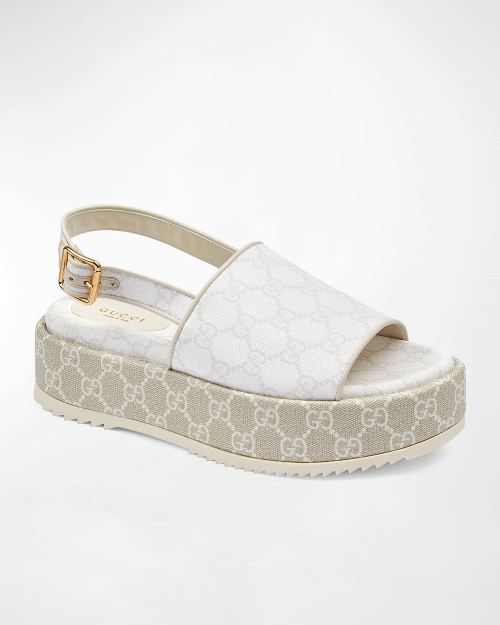 GUCCI GG SUPREME MONOGRAM ANGELINA PLATFORM SLINGBACK SANDALS