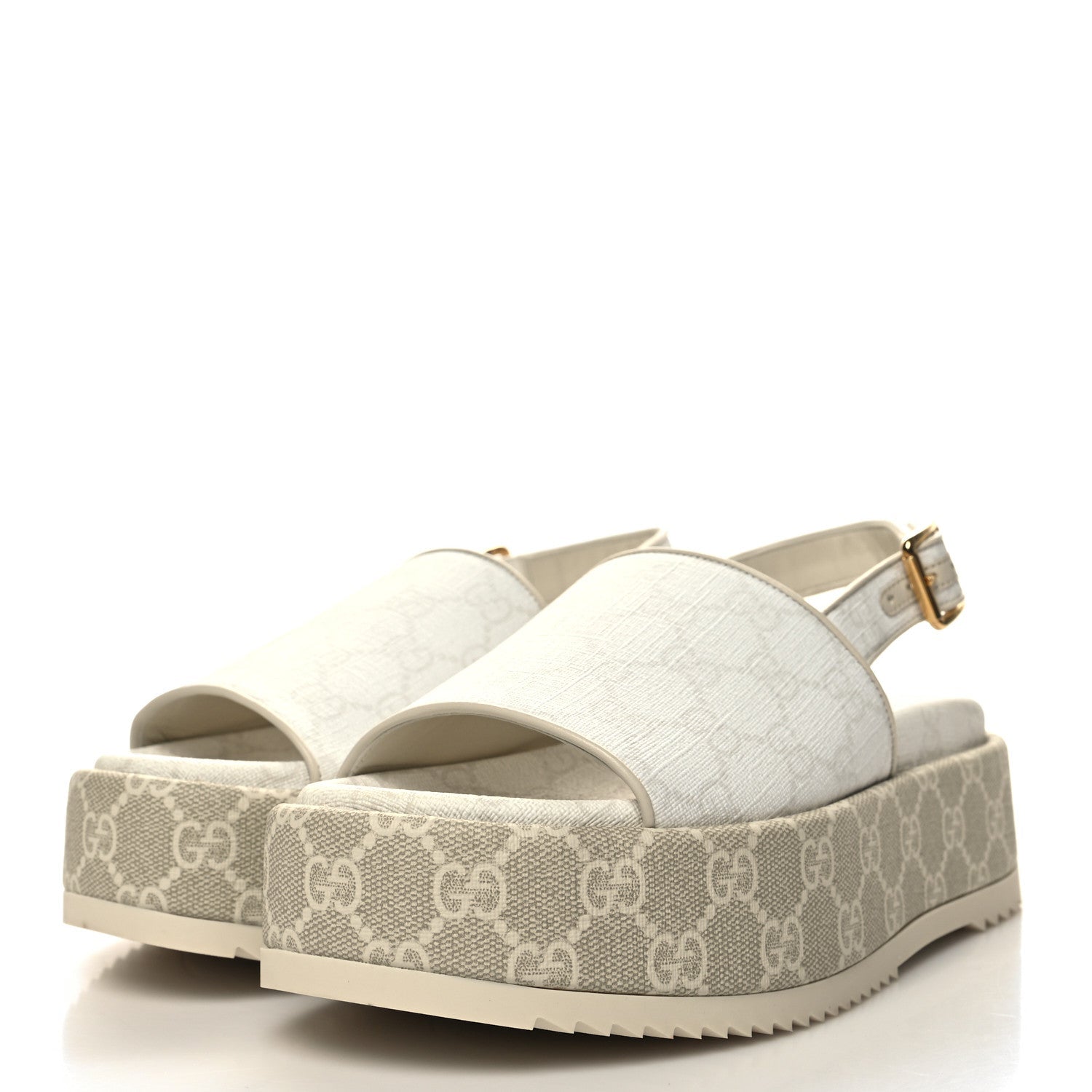 GUCCI GG SUPREME MONOGRAM ANGELINA PLATFORM SLINGBACK SANDALS