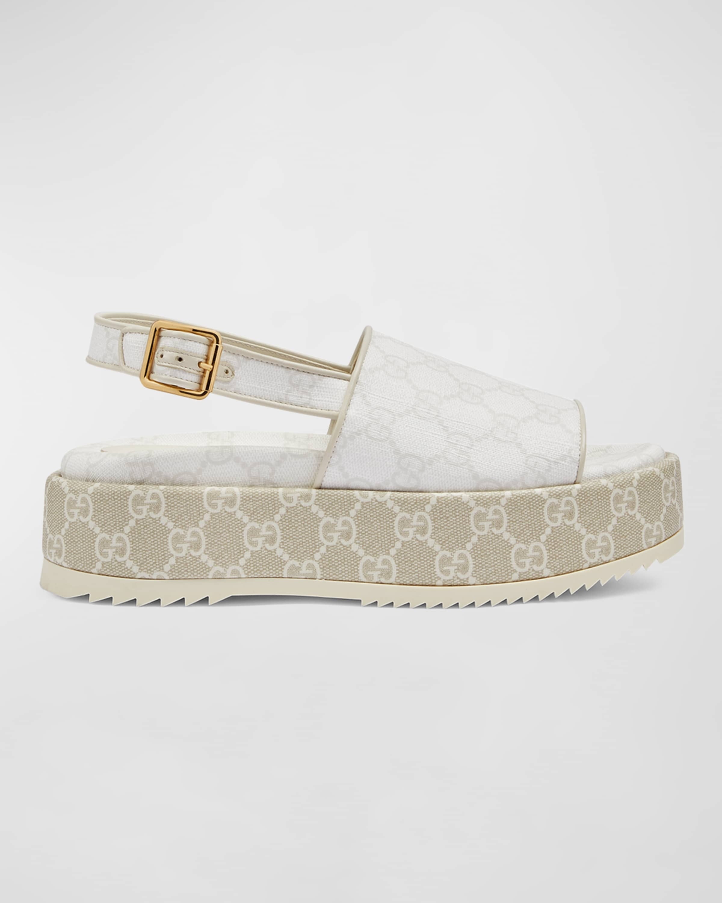 GUCCI GG SUPREME MONOGRAM ANGELINA PLATFORM SLINGBACK SANDALS