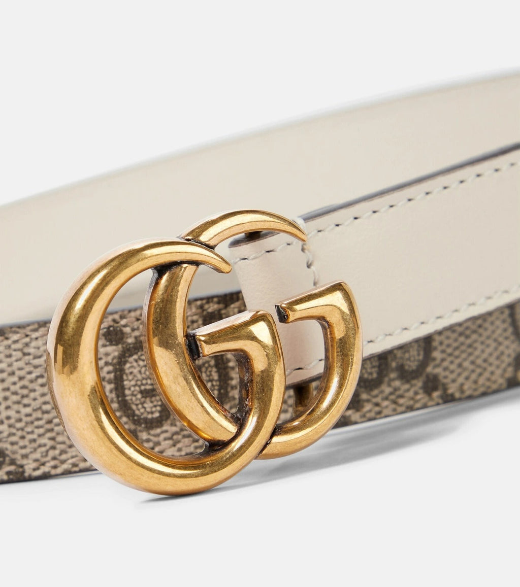 GUCCI GG SUPREME MONOGRAM CANVAS & CALFSKIN LEATHER WIDE BELT
