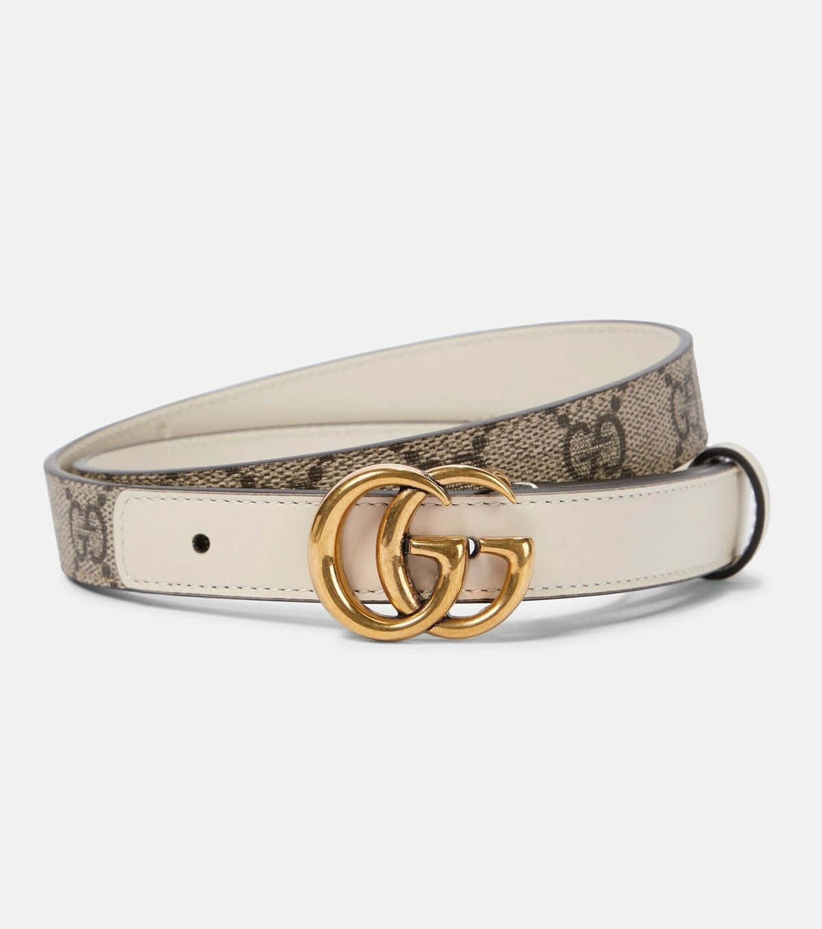 GUCCI GG SUPREME MONOGRAM CANVAS & CALFSKIN LEATHER WIDE BELT