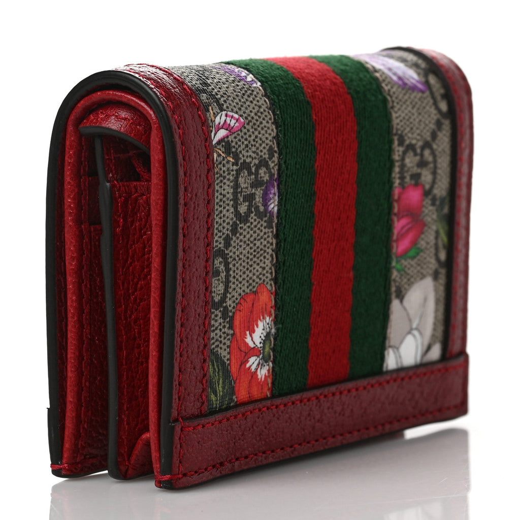 GUCCI GG SUPREME MONOGRAM FLORA WEB OPHIDIA CARD CASE