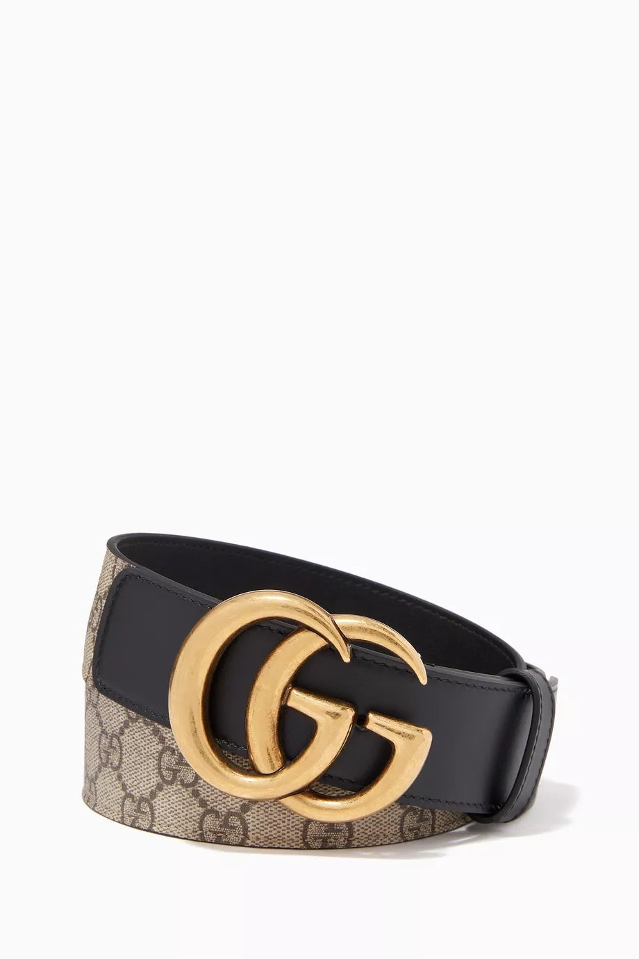 GUCCI GG SUPREME MONOGRAM MATTE PLUTONE CALFSKIN DOUBLE G BELT