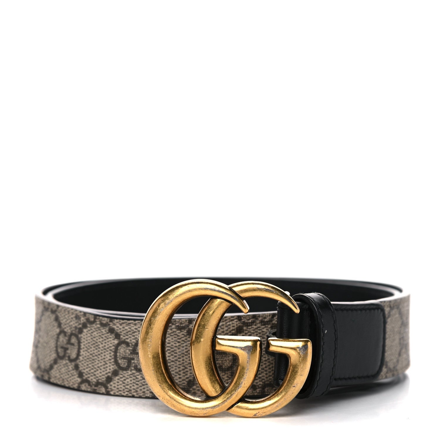 GUCCI GG SUPREME MONOGRAM MATTE PLUTONE CALFSKIN DOUBLE G BELT