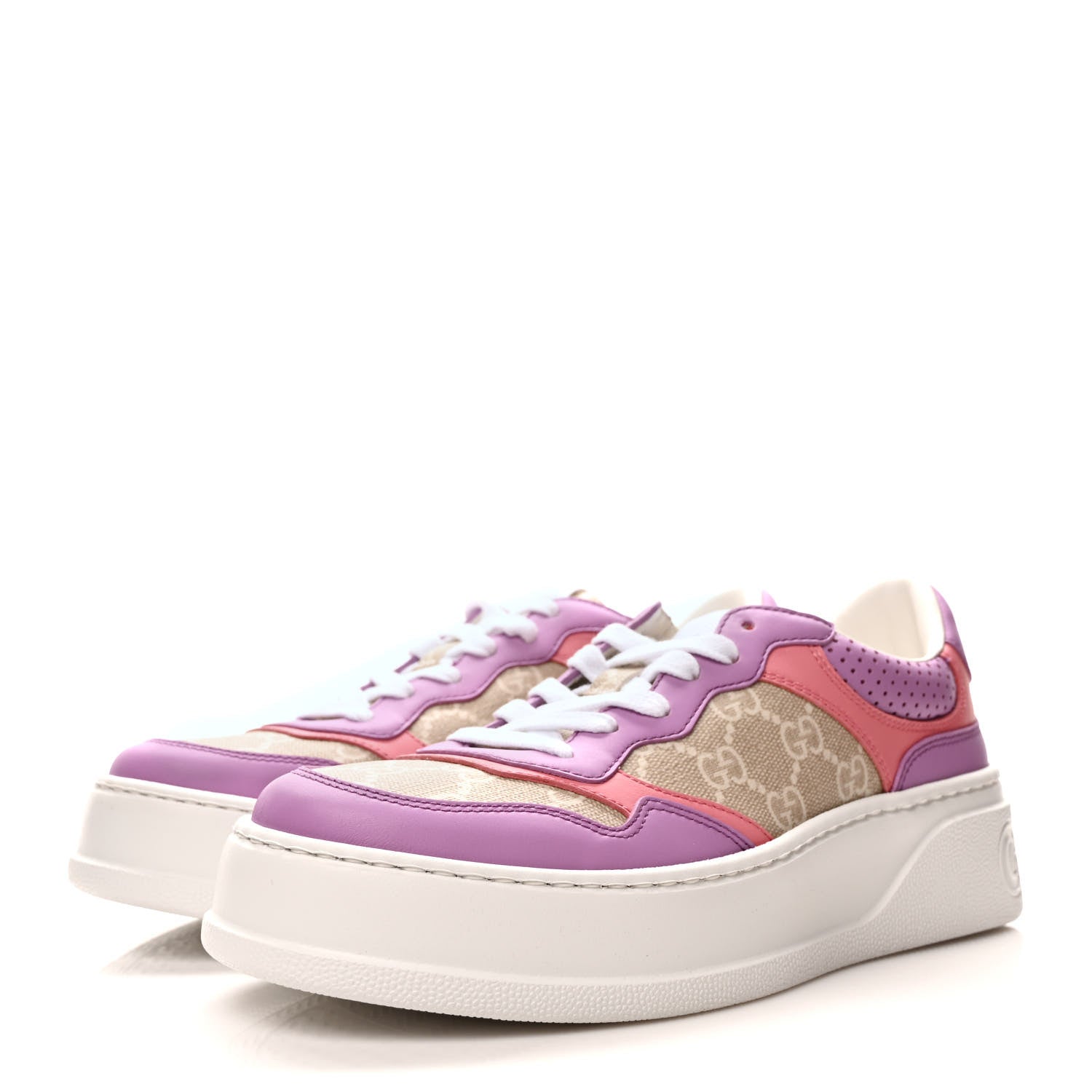 GUCCI GG SUPREME MONOGRAM PERFORATED PLATFORM SNEAKERS