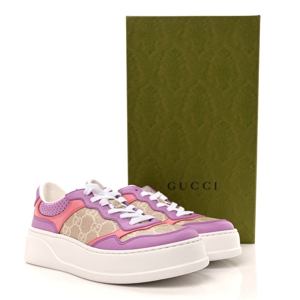 GUCCI GG SUPREME MONOGRAM PERFORATED PLATFORM SNEAKERS