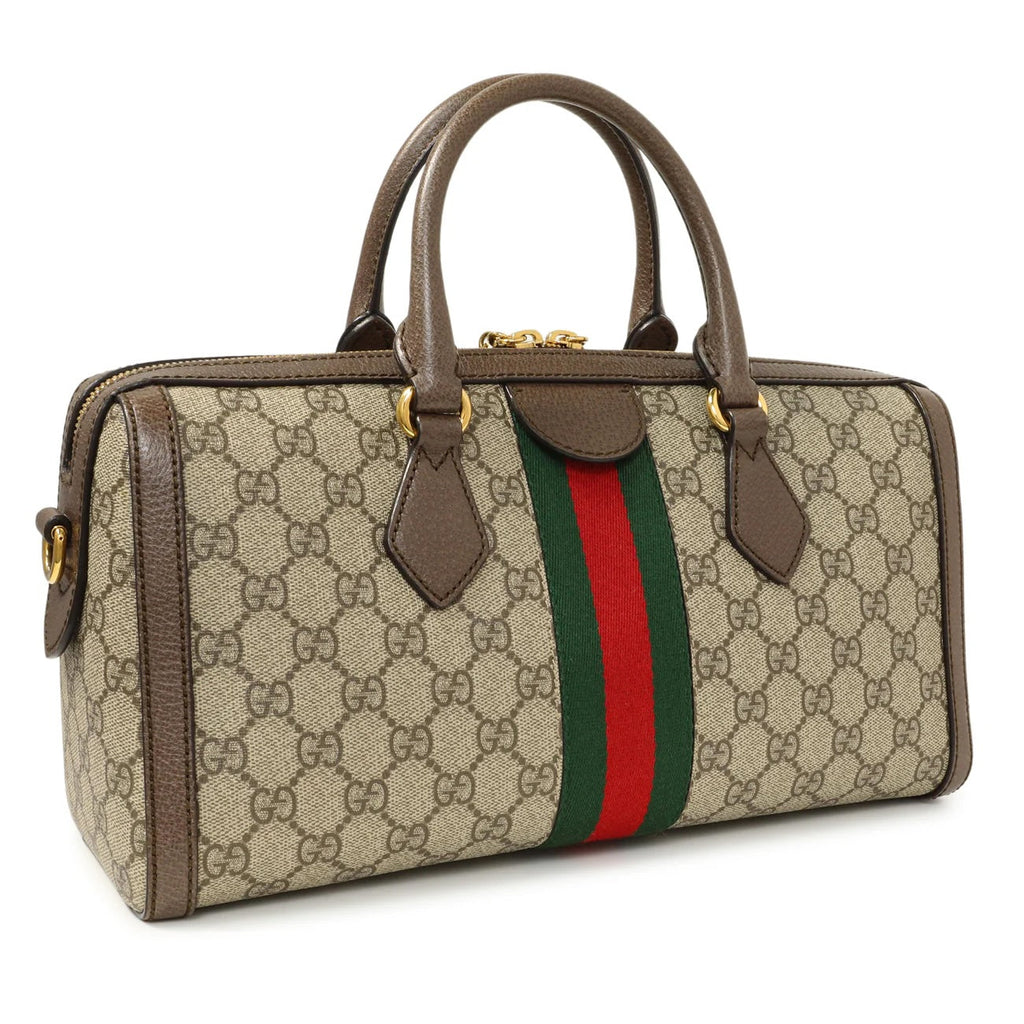 GUCCI GG SUPREME WEB BOSTON MEDIUM HANDLE BAG