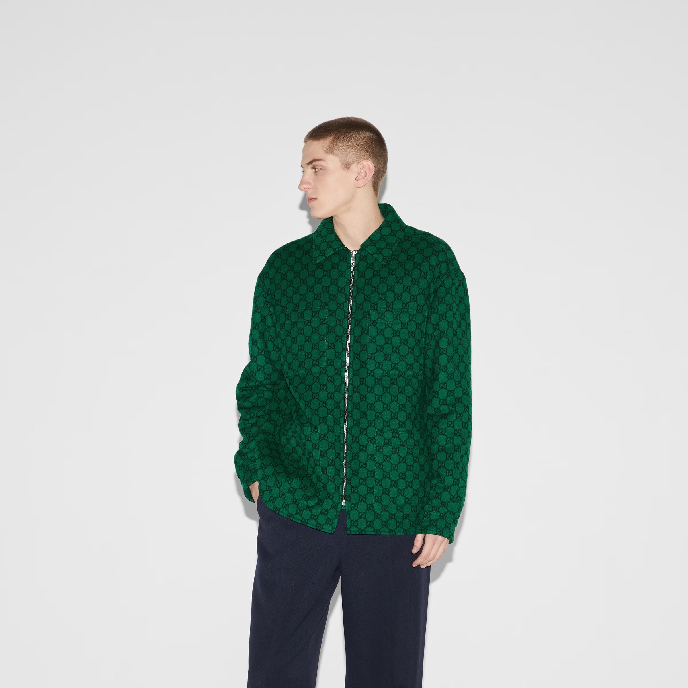 GUCCI GG WOOL FLANNEL PADDED JACKET