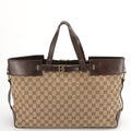 GUCCI GG CANVAS LEATHER TRIM VINTAGE BELTED TOTE BAG